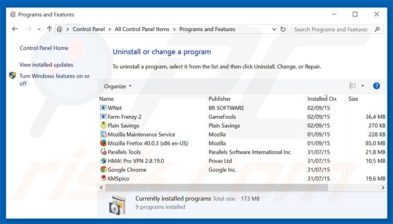 SaveDeals adware uninstall via Control Panel