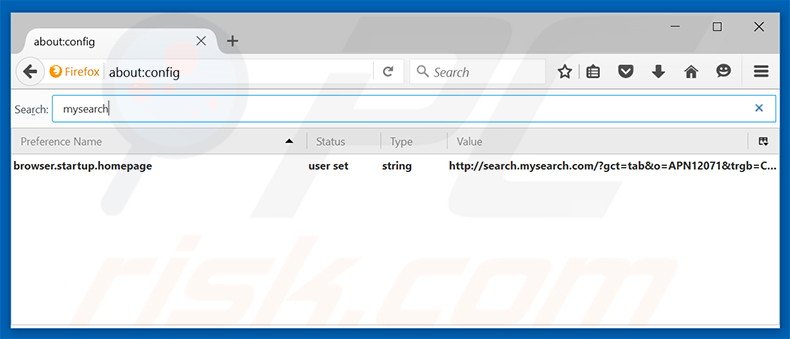 Removing search.mysearch.com from Mozilla Firefox default search engine