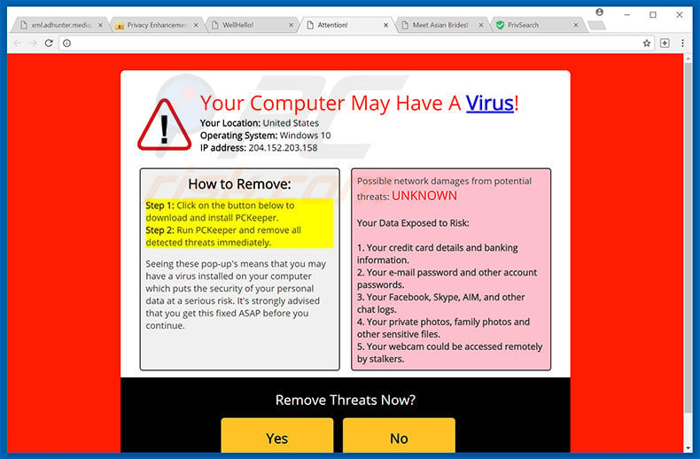 Your Computer May Have A Virus! pop-up oszustwo