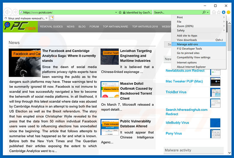 Usuwanie reklam Pokki z Internet Explorer krok 1