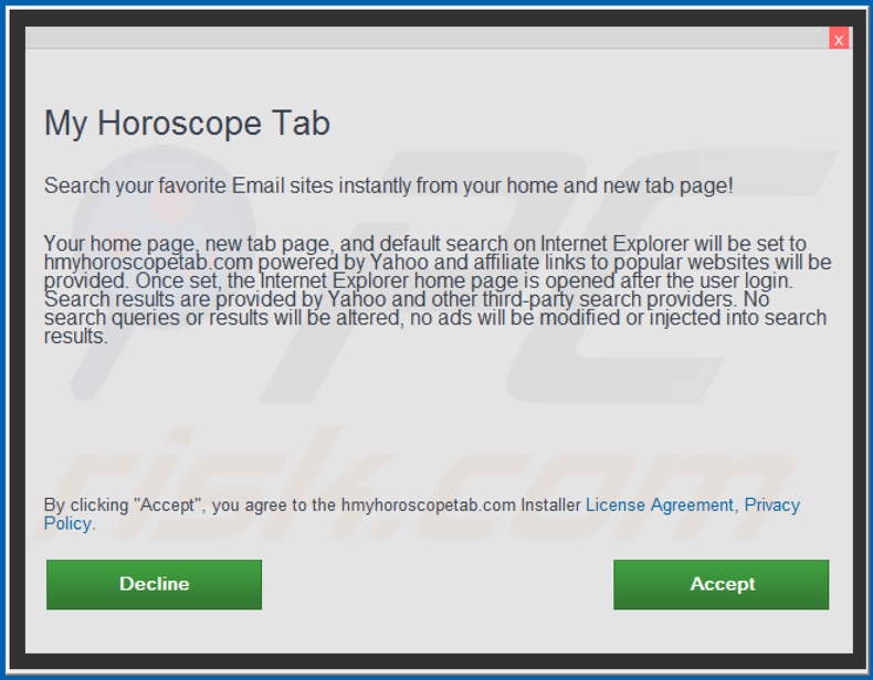 Official My Horoscope Tab Instalacja porywacza przeglądarki