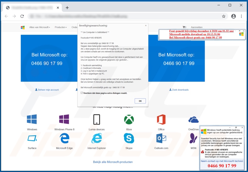 Error code # MS-6F0EXFE oszustwo związane z pomocą techniczną