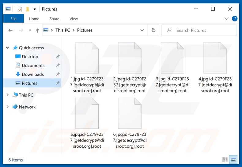 Pliki zaszyfrowane przez ransomware Root (rozszerzenie .root)