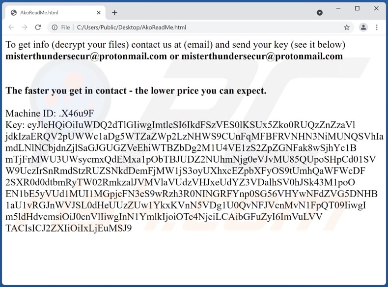 ako ransomware okup akoreadme html plik