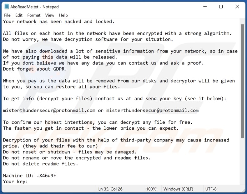 ako ransomware okup akoreadme txt plik
