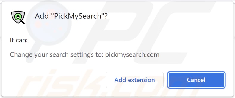 Powiadomienie przeglądarki porywacza przeglądarki pickmysearch