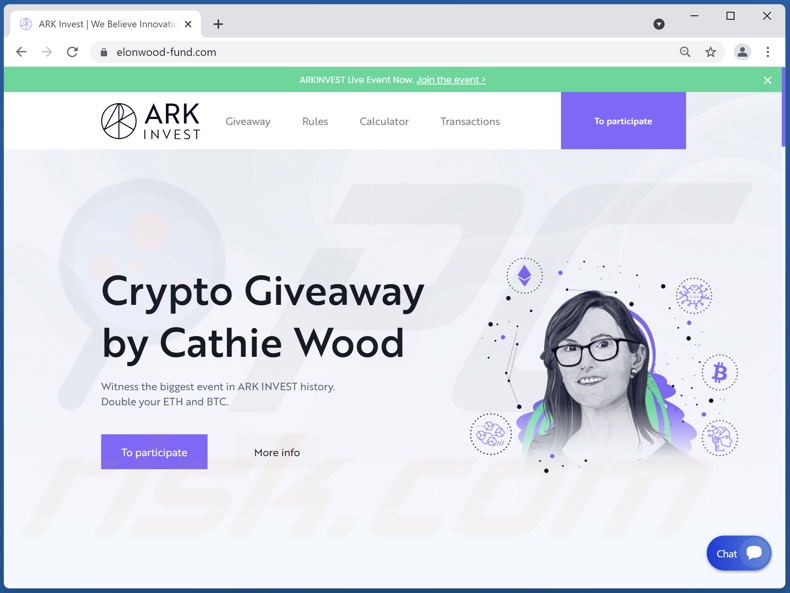 ARK Invest Crypto Giveaway oszustwo