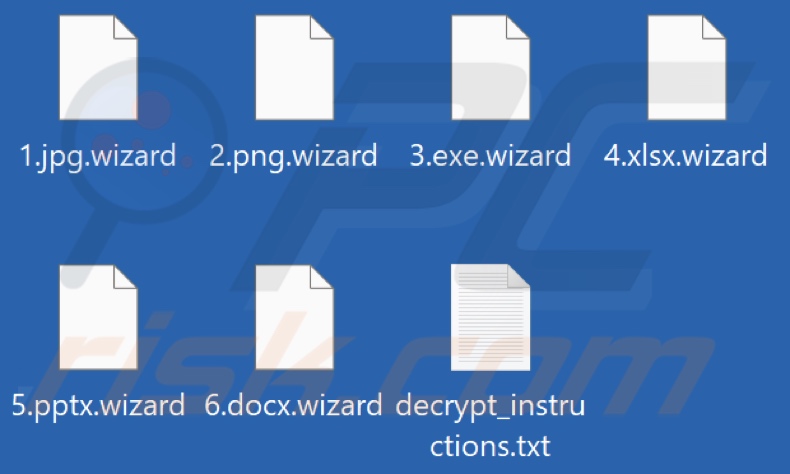 Pliki zaszyfrowane przez ransomware Wizard (rozszerzenie .wizard)