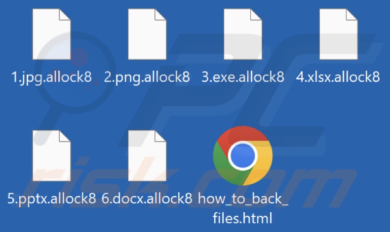 Pliki zaszyfrowane przez ransomware Allock (rozszerzenie .allock8)