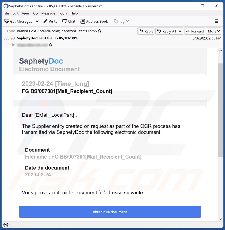 SaphetyDoc Kampania spamowa e-mail