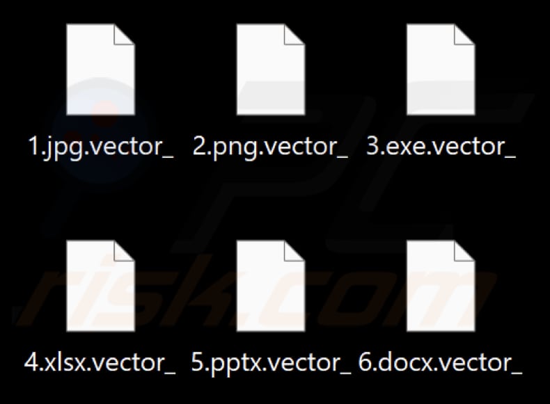 Pliki zaszyfrowane przez Kadavro Vector ransomware (rozszerzenie .vector_)
