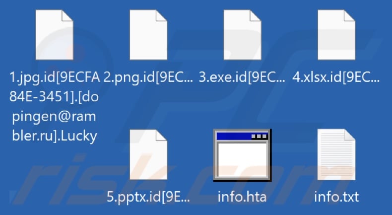 Pliki zaszyfrowane przez Lucky ransomware (rozszerzenie .Lucky)