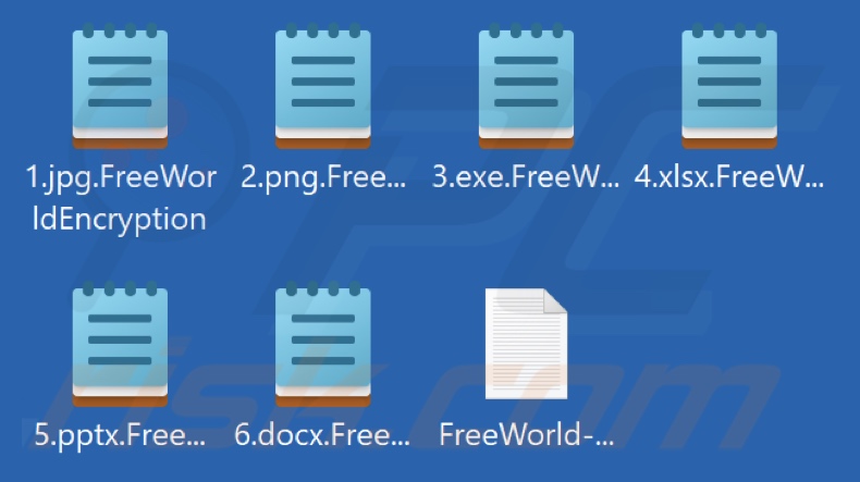Pliki zaszyfrowane przez ransomware FreeWorld (rozszerzenie .FreeWorldEncryption)