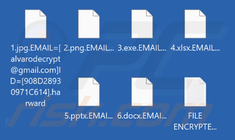 Pliki zaszyfrowane przez ransomware Harward (rozszerzenie .harward)