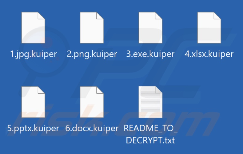 Pliki zaszyfrowane przez ransomware Kuiper (rozszerzenie .kuiper)