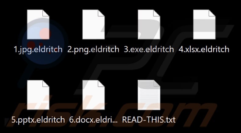 Pliki zaszyfrowane przez ransomware Eldritch (rozszerzenie .eldritch)