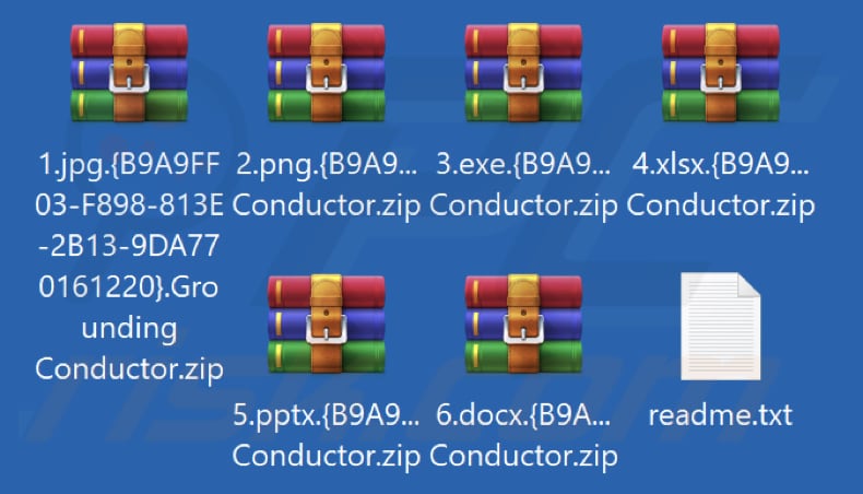 Pliki zaszyfrowane przez ransomware Grounding Conductor