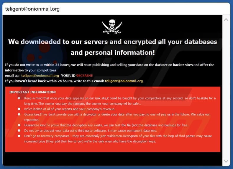 Notatka z żądaniem okupu ransomware 34678 w oknie pop-up