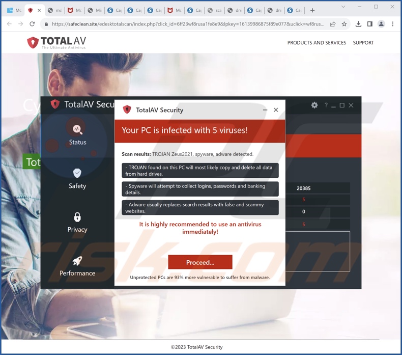 TotalAV Security - Your PC Is Infected With 5 Viruses! oszustwo