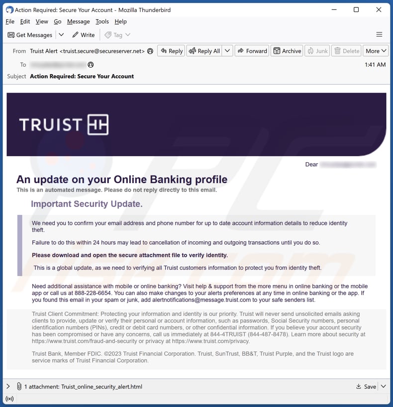 Truist Online Banking Profile Kampania spamowa e-mail