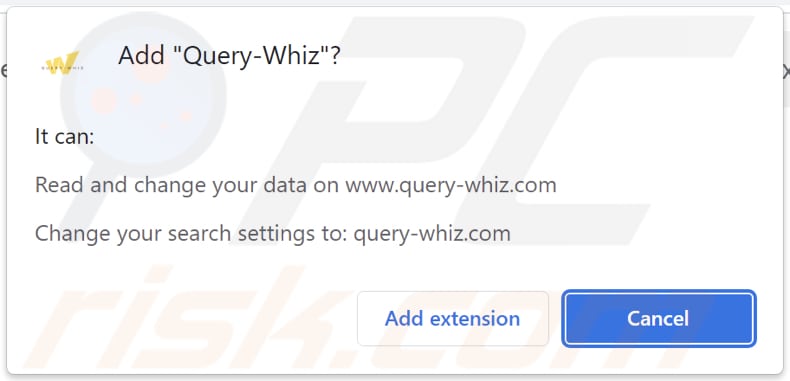 Query-Whiz porywacz przeglądarki proszący o uprawnienia