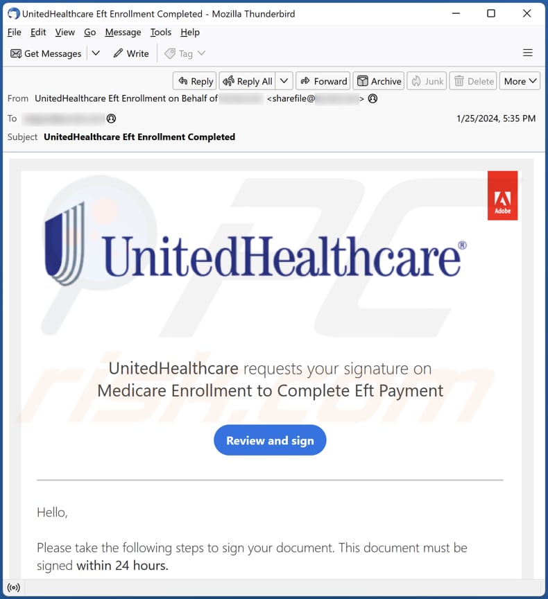 UnitedHealthcare Kampania spamowa e-mail