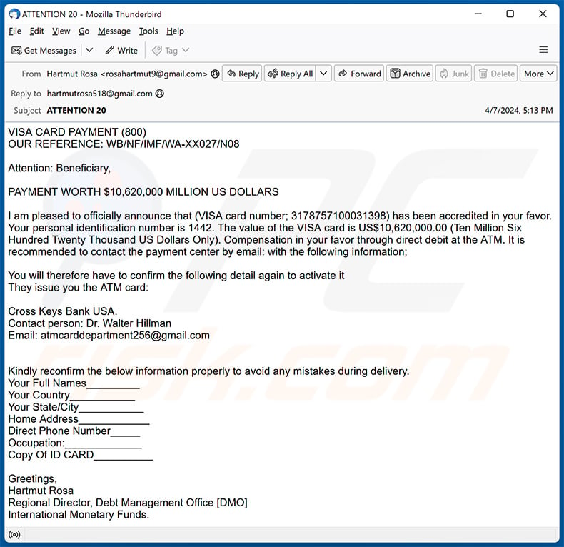 ATM Card oszustwo e-mailowe (2024-04-08)