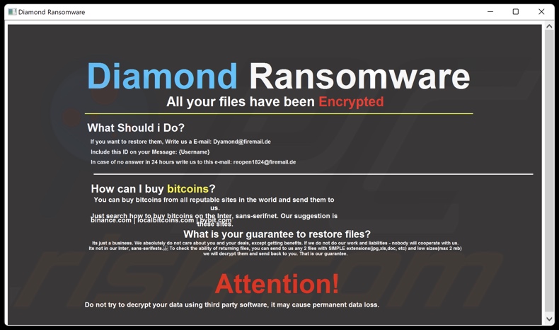 Diamond (Duckcryptor) ransomware nota okupu (Duckryption_info.hta)