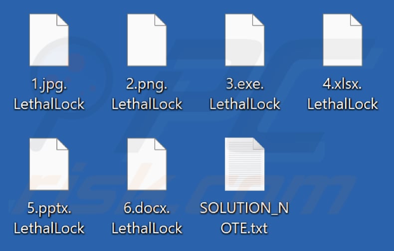 Pliki zaszyfrowane przez ransomware Lethal Lock (rozszerzenie .LethalLock)