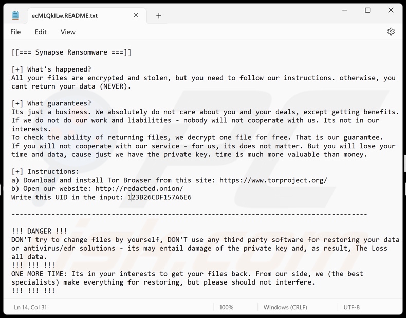 Synapse ransomware okup ([losowy_string].README.txt)