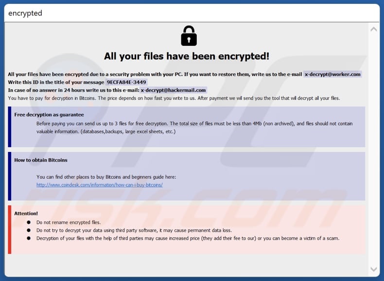 xDec ransomware wyskakująca nota okupu (info.hta)