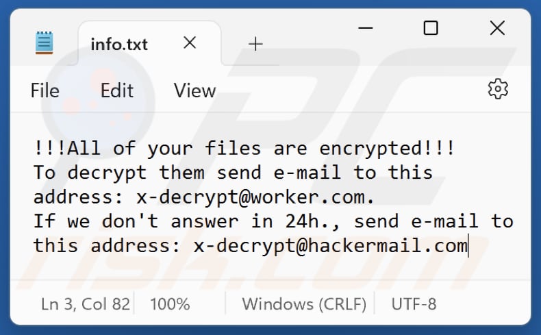 xDec ransomware plik tekstowy (info.txt)