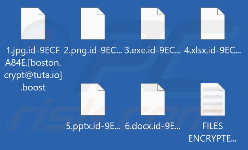 Pliki zaszyfrowane przez ransomware Boost (rozszerzenie .boost)