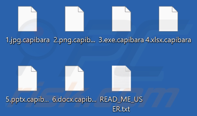 Pliki zaszyfrowane przez ransomware Capibara (rozszerzenie .capibara)
