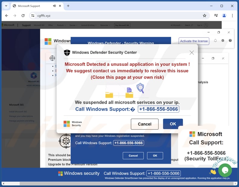 Microsoft Detected A Unusual Application In Your System oszustwo