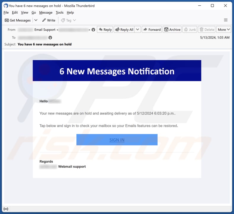 New Messages Notification Kampania spamowa e-mail