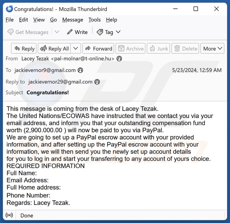 PayPal Escrow Account Kampania spamowa e-mail