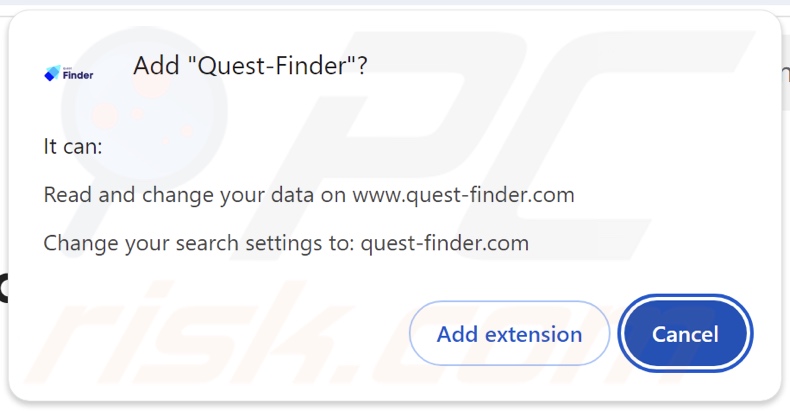 Porywacz przeglądarki Quest-Finder prosi o uprawnienia