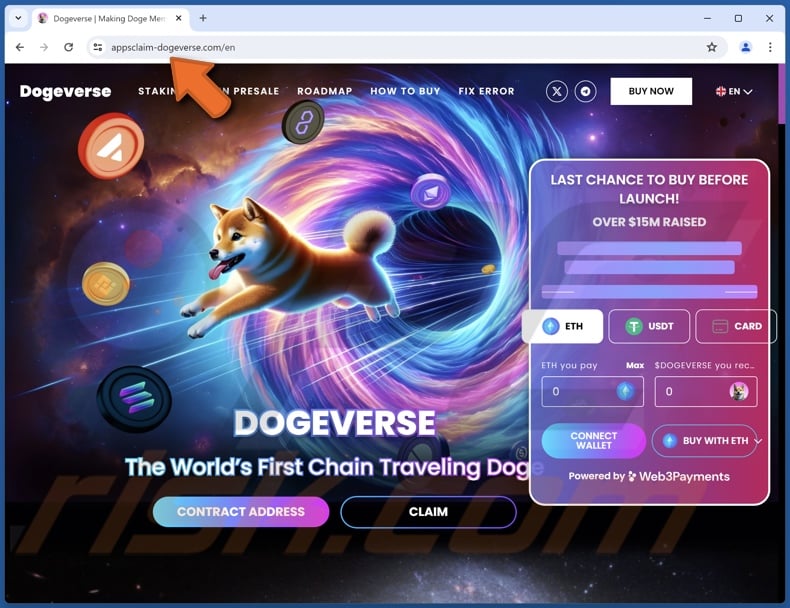 DOGEVERSE Pre-launch strona oszustwa