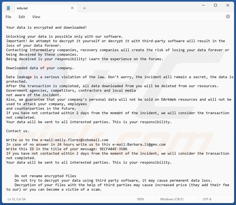 Lexus ransomware plik tekstowy (info.txt)