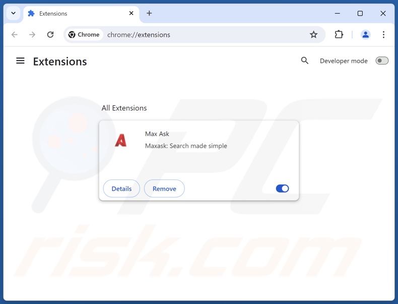 Usuwanie rozszerzeń Google Chrome powiązanych z maxask.com