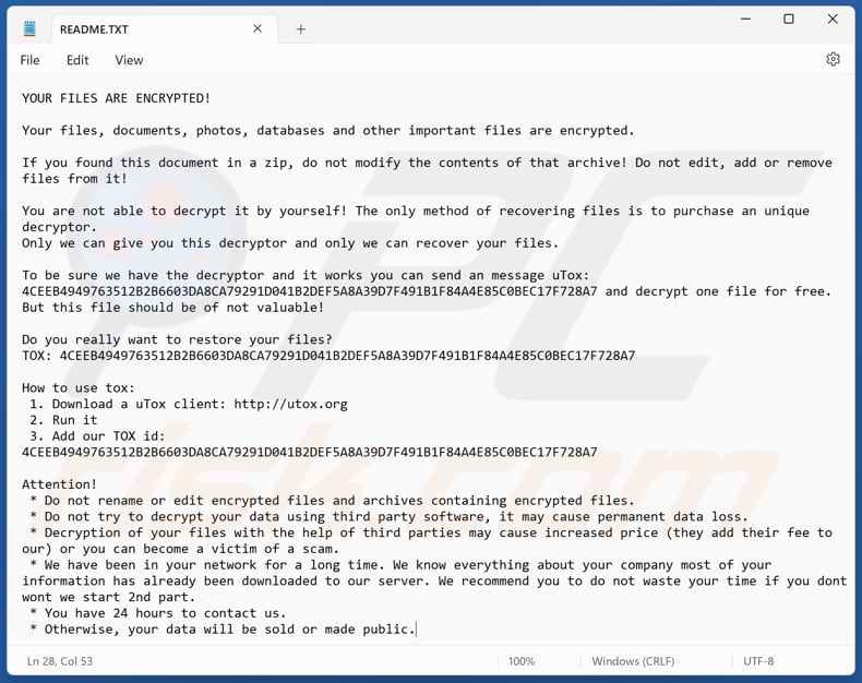 Orbit ransomware plik tekstowy (README.TXT)