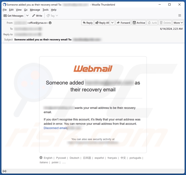 Someone Added You As Their Recovery Kampania spamowa e-mail