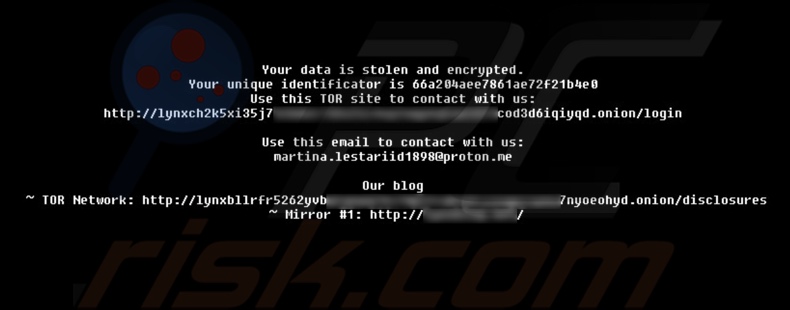 Lynx ransomware tapeta