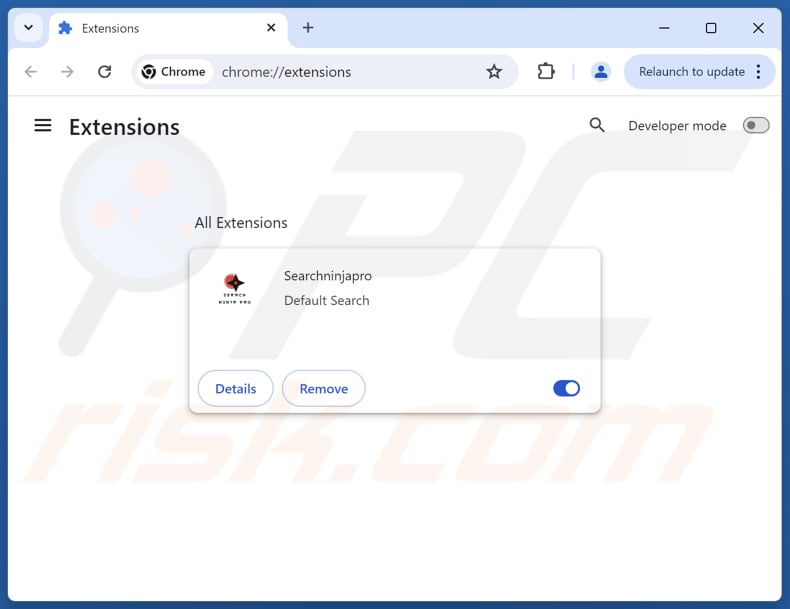 Usuwanie rozszerzeń Google Chrome powiązanych z searchninjapro.com