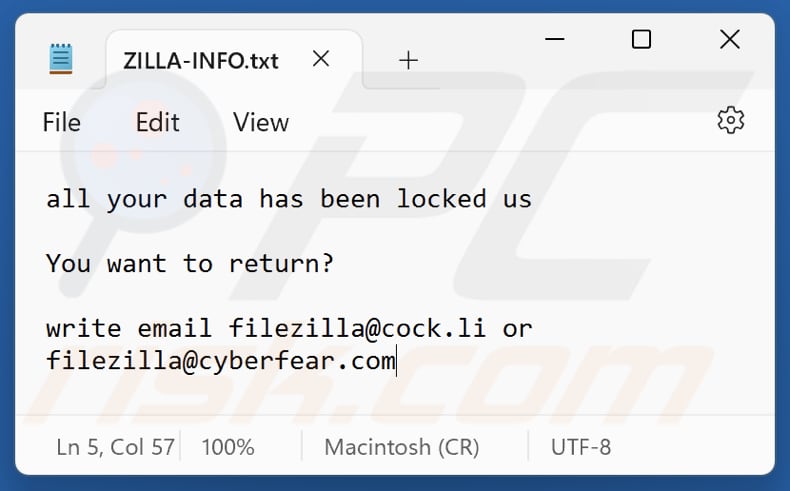 ZILLA ransomware plik tekstowy (ZILLA-INFO.txt)