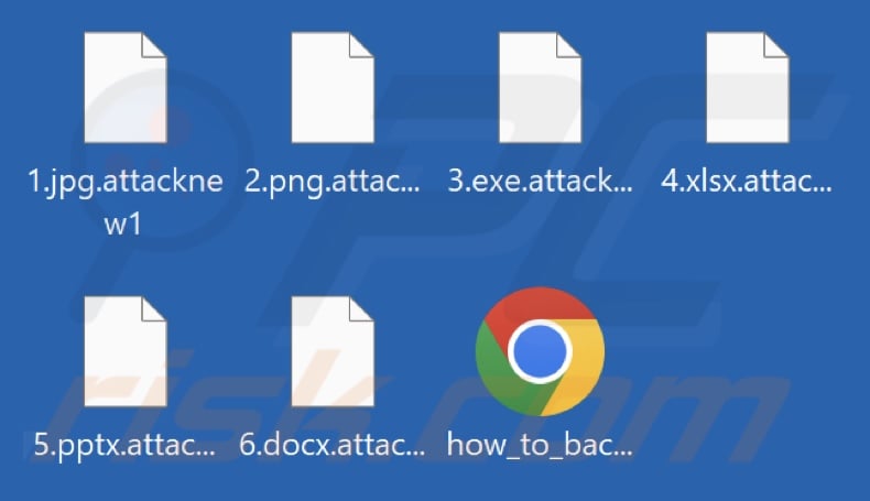 Pliki zaszyfrowane przez AttackNew ransomware (rozszerzenie .attacknew1)