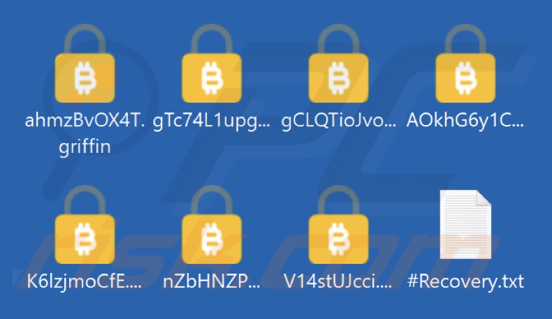 Pliki zaszyfrowane przez ransomware Griffin (rozszerzenie .griffin)