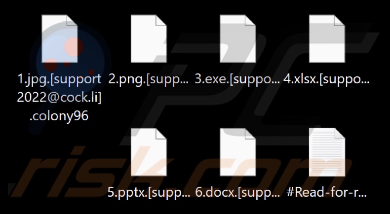 Pliki zaszyfrowane przez ransomware Colony (rozszerzenie .colony96)