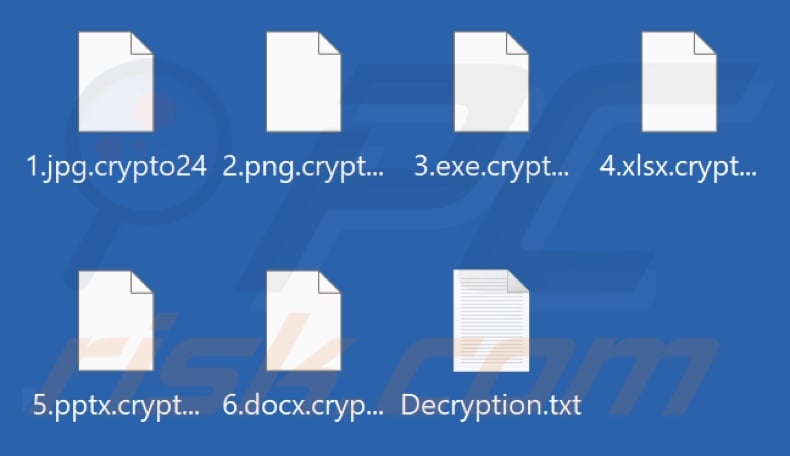 Pliki zaszyfrowane przez ransomware Crypto24 (rozszerzenie .crypto24)